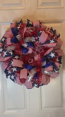Glittered Patriotic Wreath: Americana Flag Decor, 4th of July