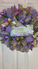 Elegant Tulip Easter Wreath, Spring Wreath for front door, Happy Easter, Tulip Wreath, Deco Mesh Wreath, Easter, Front Door Wreath