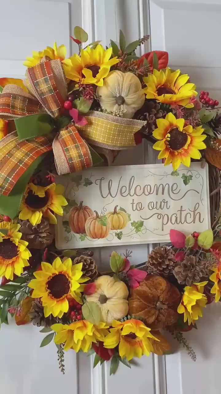 Fall Sunflower Elegance Wreath: Farmhouse Front Door Decor