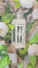 Lantern Peony Wreath: Farmhouse Summer Door Decor