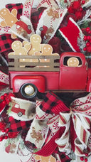 Red Truck Gingerbread Wreath, Rustic Christmas Decor, Front Porch Decoration