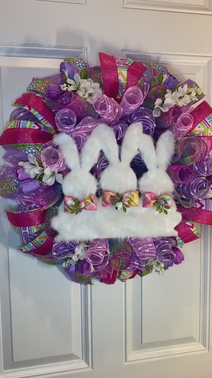 Fuzzy Easter Bunny Wreath: Spring Front Door Decor