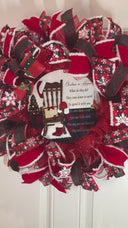 Christmas in Heaven Wreath: Buffalo Check Deco Mesh, Memorial Wreath