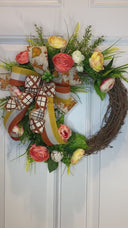 Floral Grapevine Wreath: Fall Thanksgiving Halloween Front Door Decor