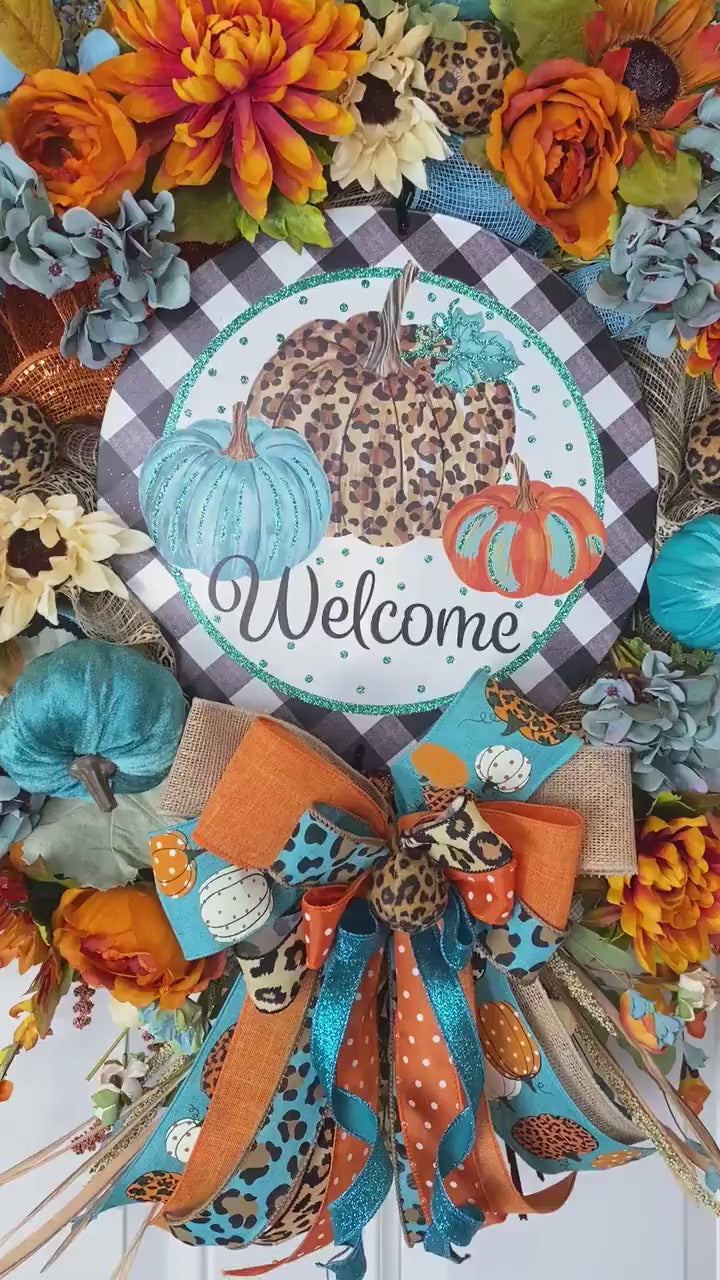 Large Fall Wreath, Floral Autumn Decor