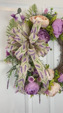 Lavender Peony Wreath: Farmhouse Front Door Decor