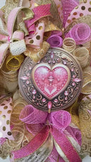Pink and Gold Valentine Heart Wreath, Cupcake Ornament Wreath, Candy Land theme