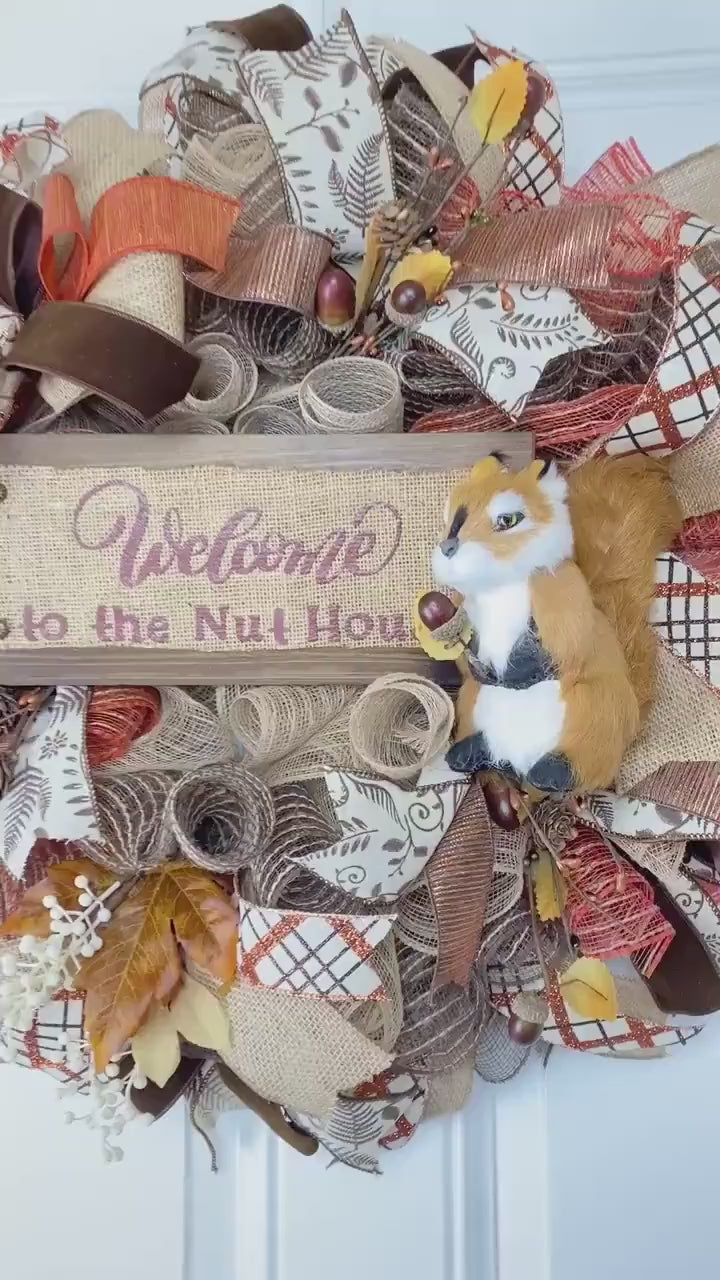 Fall Farmhouse Wreath: Squirrel Nut House Decor