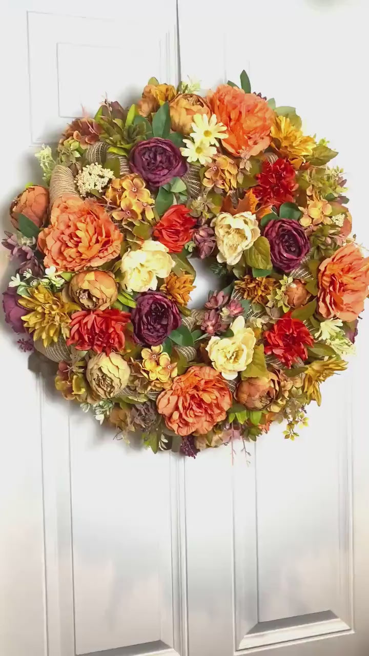 Fall Peony and Hydrangea Wreath: Farmhouse Autumn Decor
