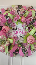 Mothers Day Gift, Wreath Front Door,  Farmhouse Peony Wreath, Spring Wreath, Summer Deco Mesh