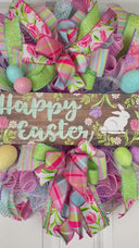 Spring Bunny Wreath, Easter Egg Wreath, Easter Bunny Decor