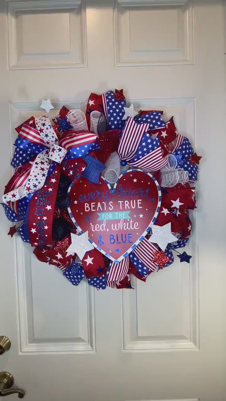 Patriotic Wreath: Deluxe 4th of July Red White Blue Decor