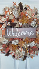 Fall Wreath, Farmhouse, Autumn, Thanksgiving Decor, Mesh Wreath