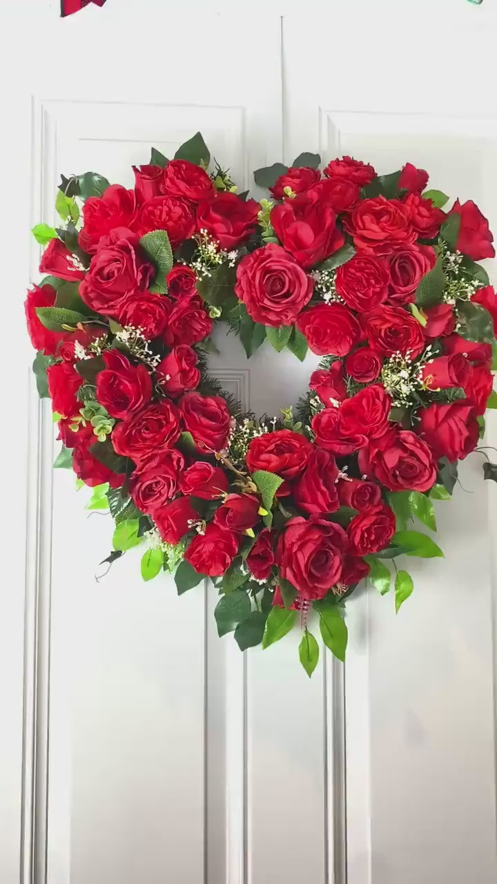 Floral Heart Wreath, Valentine Rose Heart, Romantic Gift