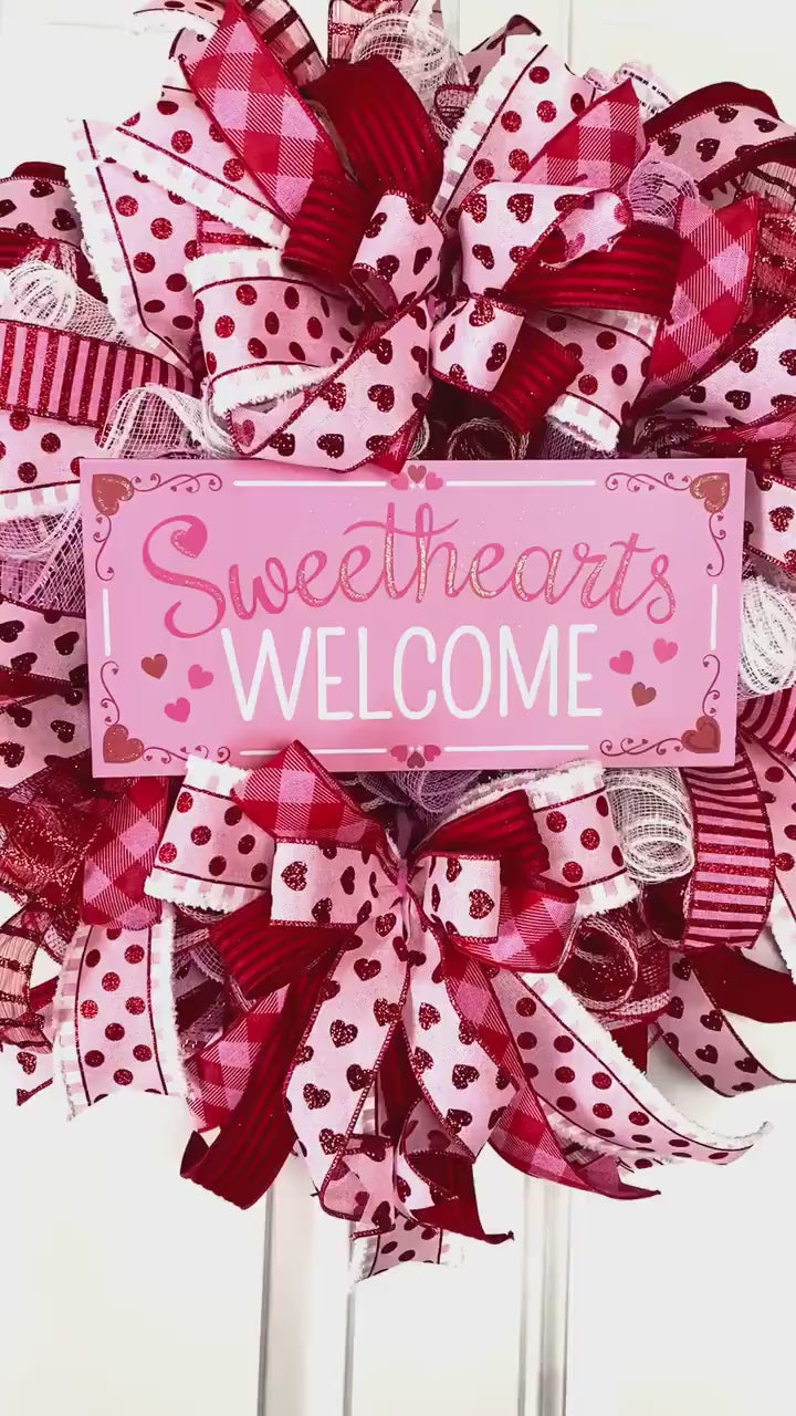 Valentine Day Wreath, Valentine Wreath, Heart Wreath, Pink & Red Wreath, Front Door Valentine Wreath, Double Doors