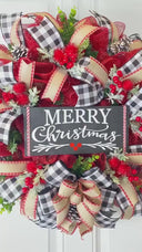 Buffalo Plaid Christmas Wreath: Farmhouse Winter Door Decor