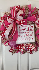 Valentine's Day Heart Wreath: Pink & Red Ribbon, Song of Solomon Sign