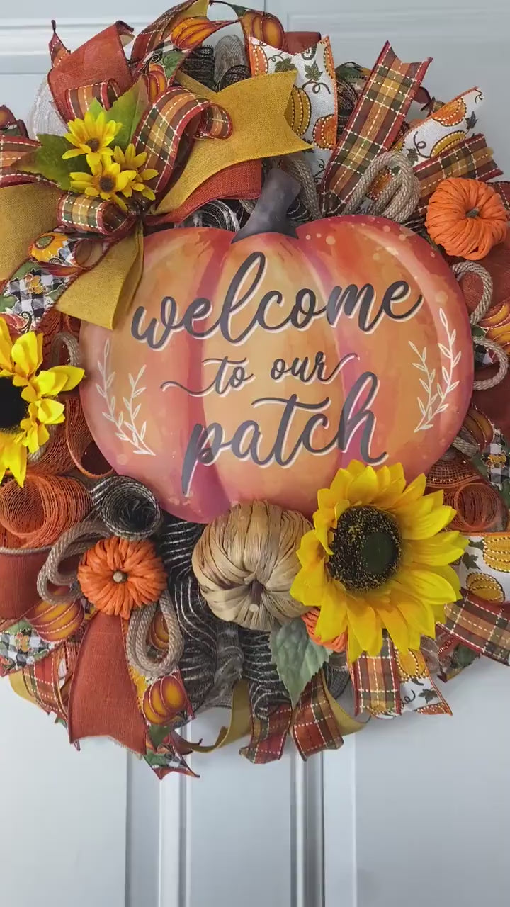 Pumpkin Fall Wreath: Farmhouse Sunflower Decor